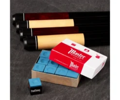 Economy Two-Piece Pool Cue Bundle (4 House Cues Set) -Billiards Supplies Shop pdeco group chalk